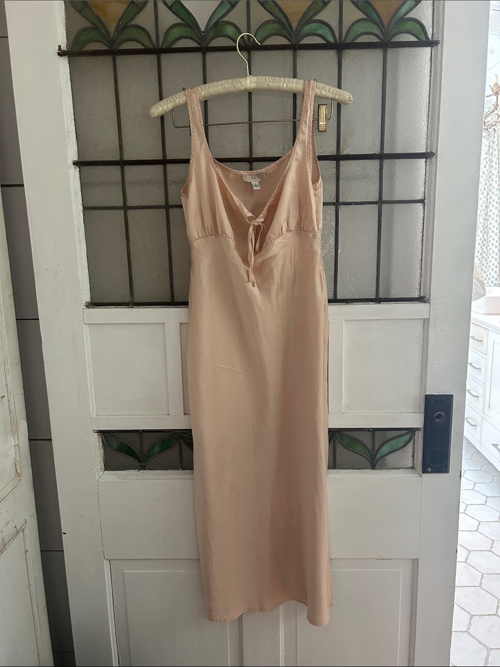 Halston Heritage Blush Slip Dress with Front Tie